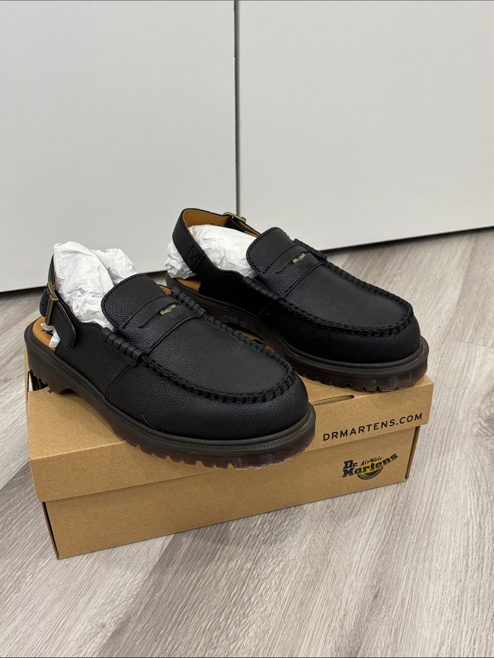 Dr Martens Penton Slingback Unisex Mules Black Westminster Penny Loafers W9 M8 - Picture 2 of 16